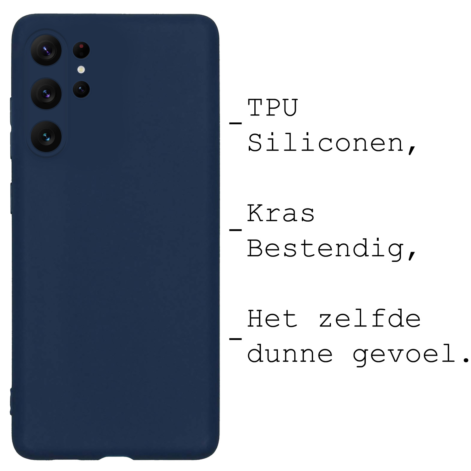 BASEY. Hoes Geschikt voor Samsung S23 Ultra Hoesje Siliconen Back Cover Case Met Screenprotector - Hoesje Geschikt voor Samsung Galaxy S23 Ultra Hoes Cover Hoesje - Donkerblauw