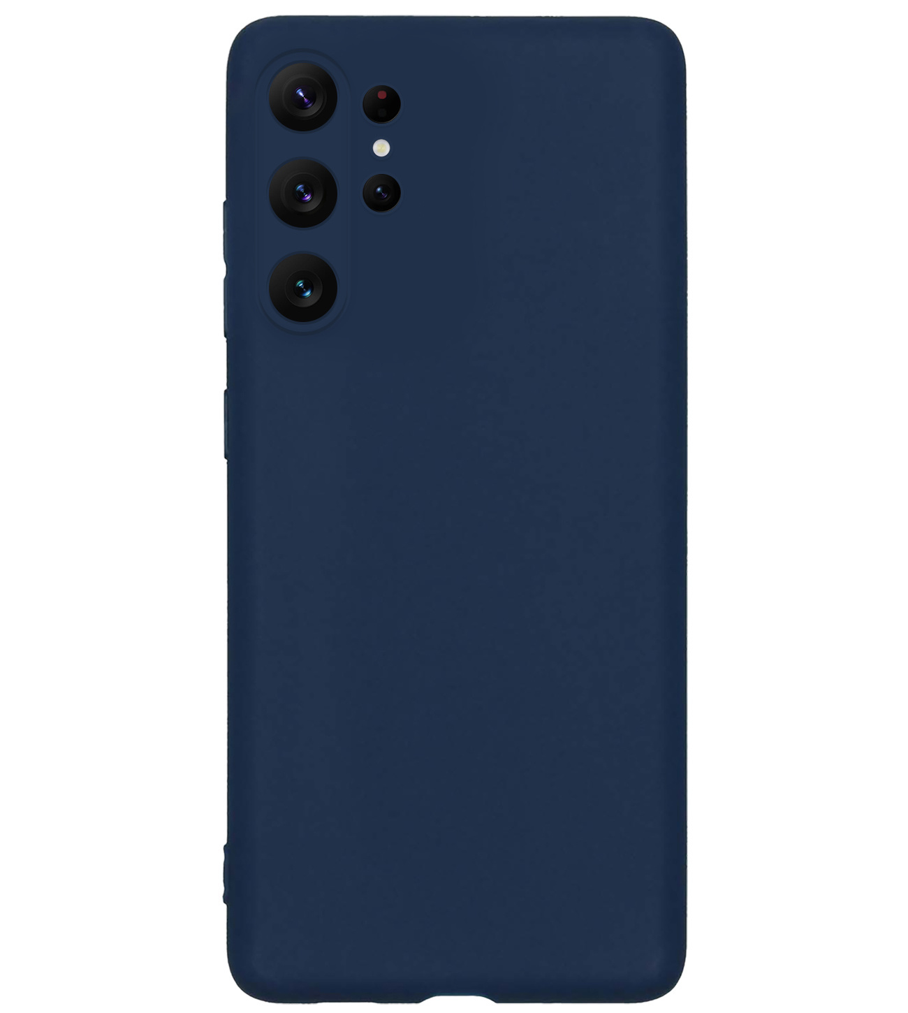 BASEY. Hoes Geschikt voor Samsung S23 Ultra Hoesje Siliconen Back Cover Case Met Screenprotector - Hoesje Geschikt voor Samsung Galaxy S23 Ultra Hoes Cover Hoesje - Donkerblauw