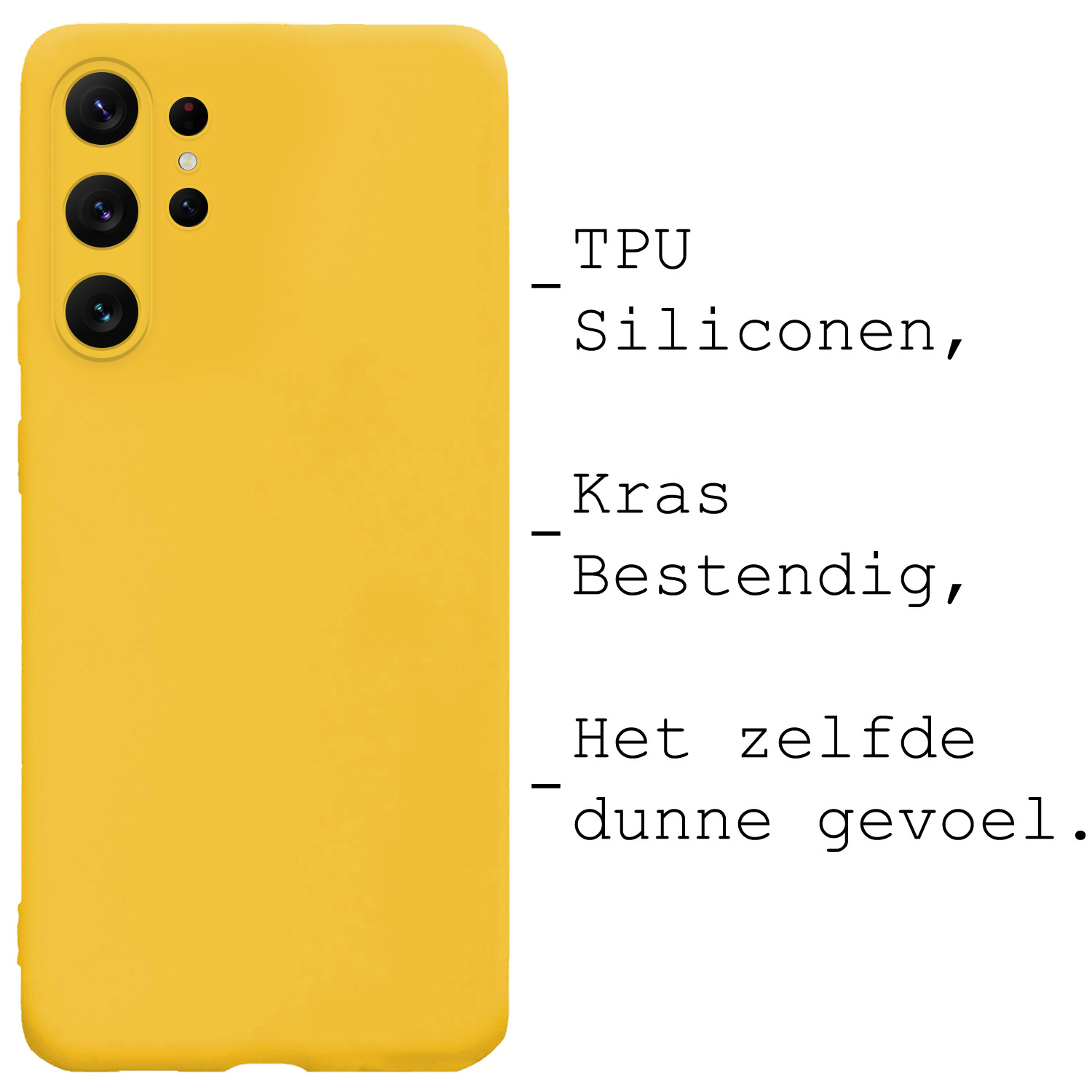 BASEY. Hoes Geschikt voor Samsung S23 Ultra Hoesje Siliconen Back Cover Case Met Screenprotector - Hoesje Geschikt voor Samsung Galaxy S23 Ultra Hoes Cover Hoesje - Geel