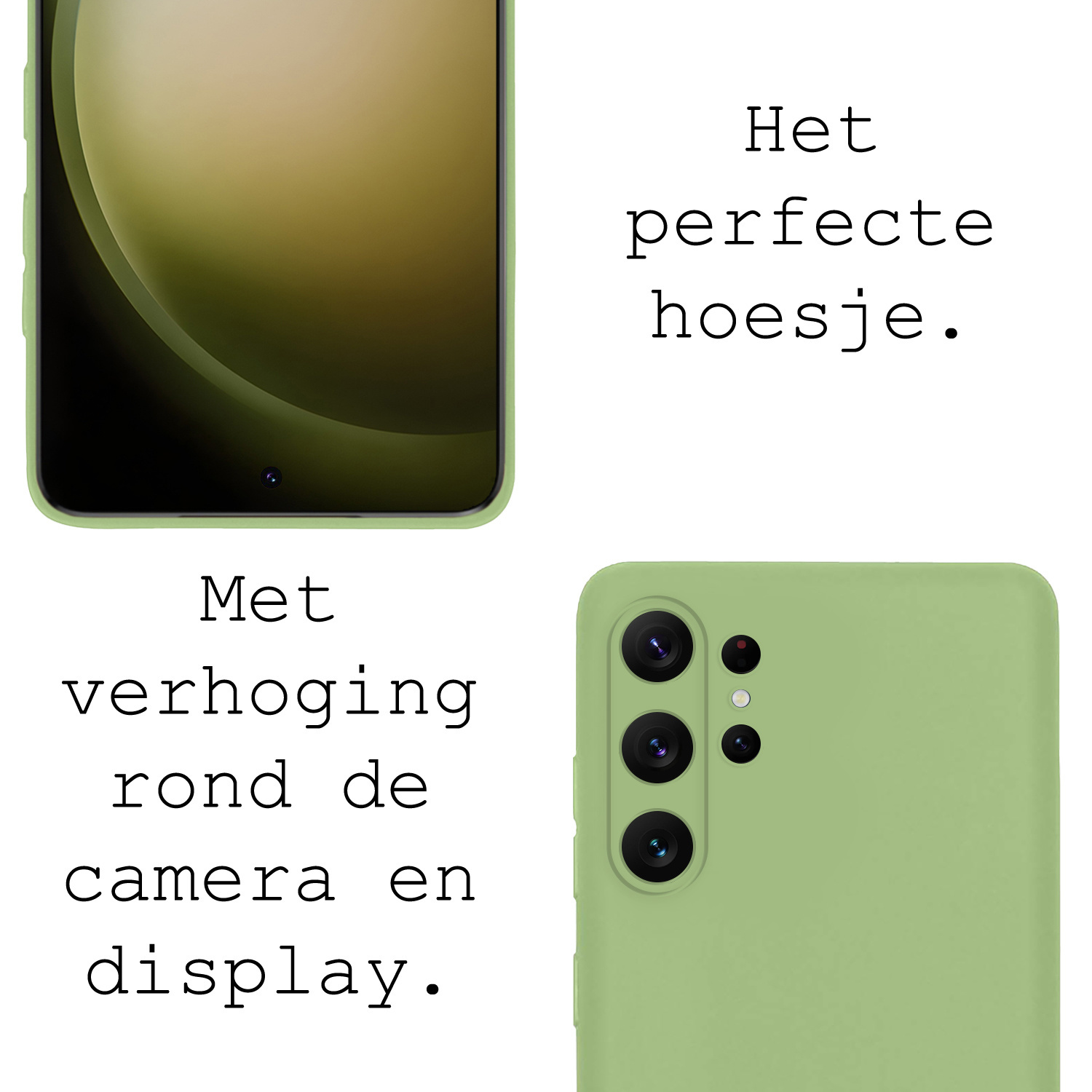 BASEY. Hoes Geschikt voor Samsung S23 Ultra Hoesje Siliconen Back Cover Case Met Screenprotector - Hoesje Geschikt voor Samsung Galaxy S23 Ultra Hoes Cover Hoesje - Groen