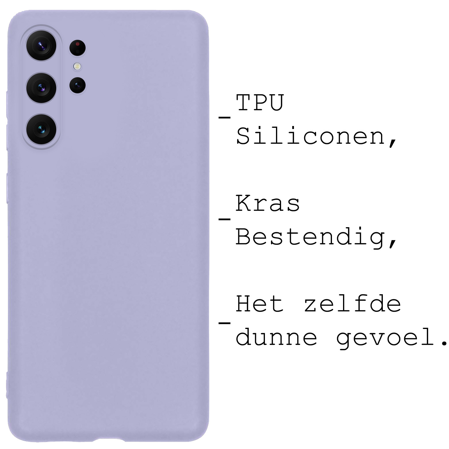 BASEY. Hoes Geschikt voor Samsung S23 Ultra Hoesje Siliconen Back Cover Case Met Screenprotector - Hoesje Geschikt voor Samsung Galaxy S23 Ultra Hoes Cover Hoesje - Lila
