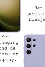 BASEY. Hoes Geschikt voor Samsung S23 Ultra Hoesje Siliconen Back Cover Case Met Screenprotector - Hoesje Geschikt voor Samsung Galaxy S23 Ultra Hoes Cover Hoesje - Lila