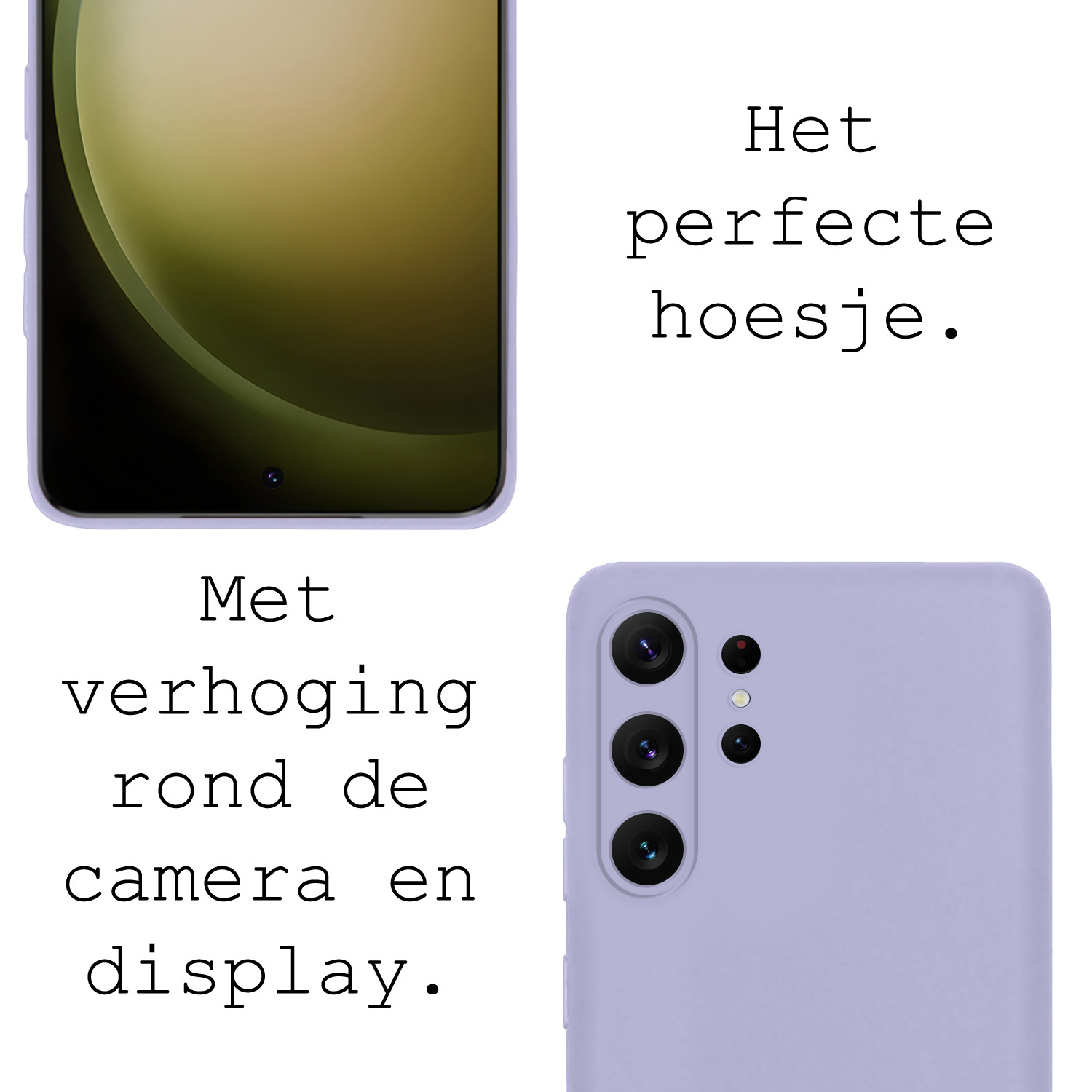 BASEY. Hoes Geschikt voor Samsung S23 Ultra Hoesje Siliconen Back Cover Case Met Screenprotector - Hoesje Geschikt voor Samsung Galaxy S23 Ultra Hoes Cover Hoesje - Lila