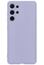 BASEY. Hoes Geschikt voor Samsung S23 Ultra Hoesje Siliconen Back Cover Case Met Screenprotector - Hoesje Geschikt voor Samsung Galaxy S23 Ultra Hoes Cover Hoesje - Lila