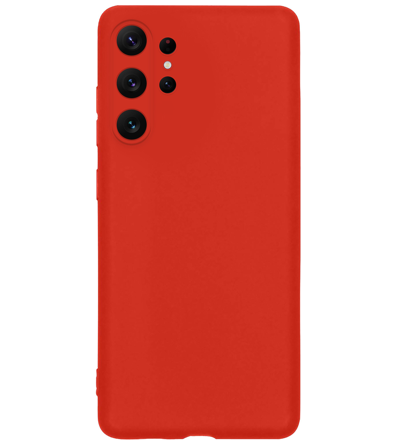 BASEY. Hoes Geschikt voor Samsung S23 Ultra Hoesje Siliconen Back Cover Case Met Screenprotector - Hoesje Geschikt voor Samsung Galaxy S23 Ultra Hoes Cover Hoesje - Rood