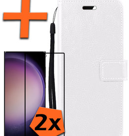 Nomfy Nomfy Samsung Galaxy S23 Ultra Hoesje Bookcase Wit Met 2x Screenprotector
