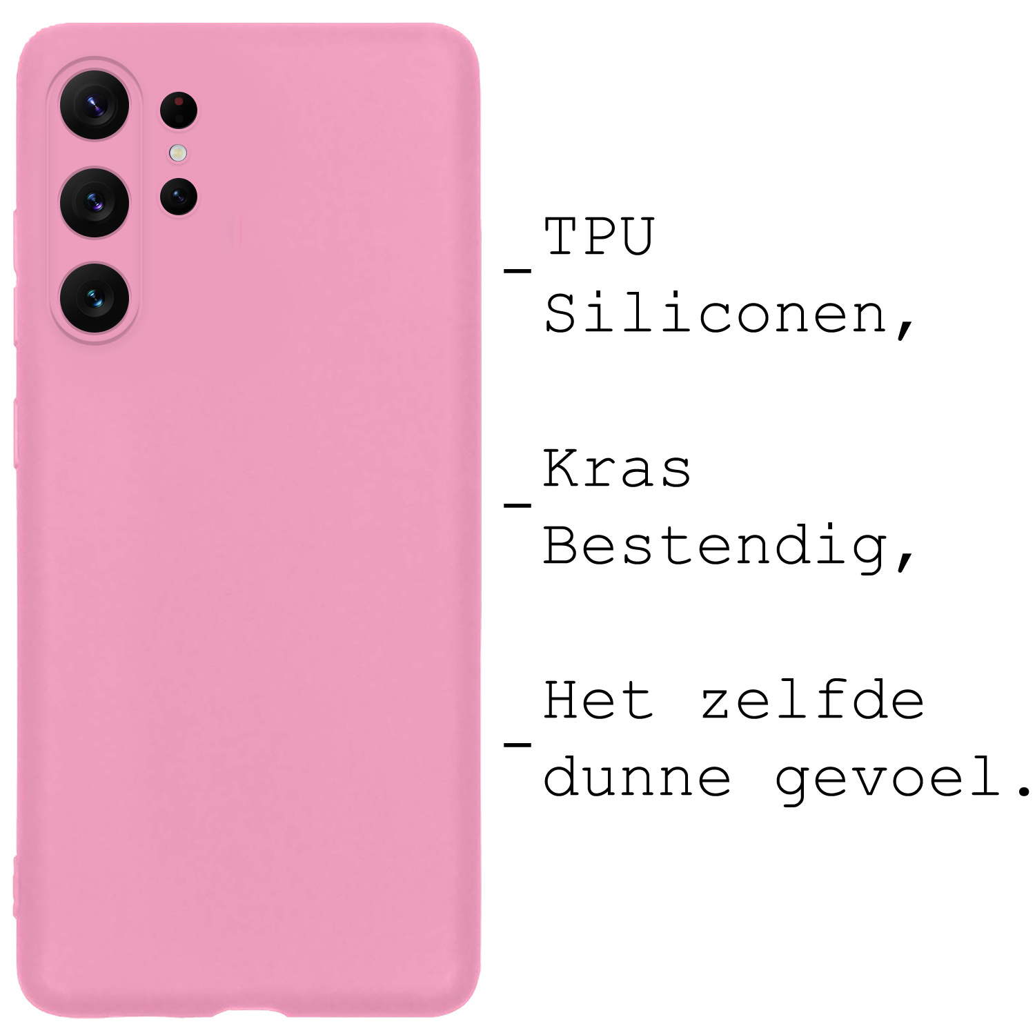 BASEY. Hoes Geschikt voor Samsung S23 Ultra Hoesje Siliconen Back Cover Case Met Screenprotector - Hoesje Geschikt voor Samsung Galaxy S23 Ultra Hoes Cover Hoesje - Lichtroze