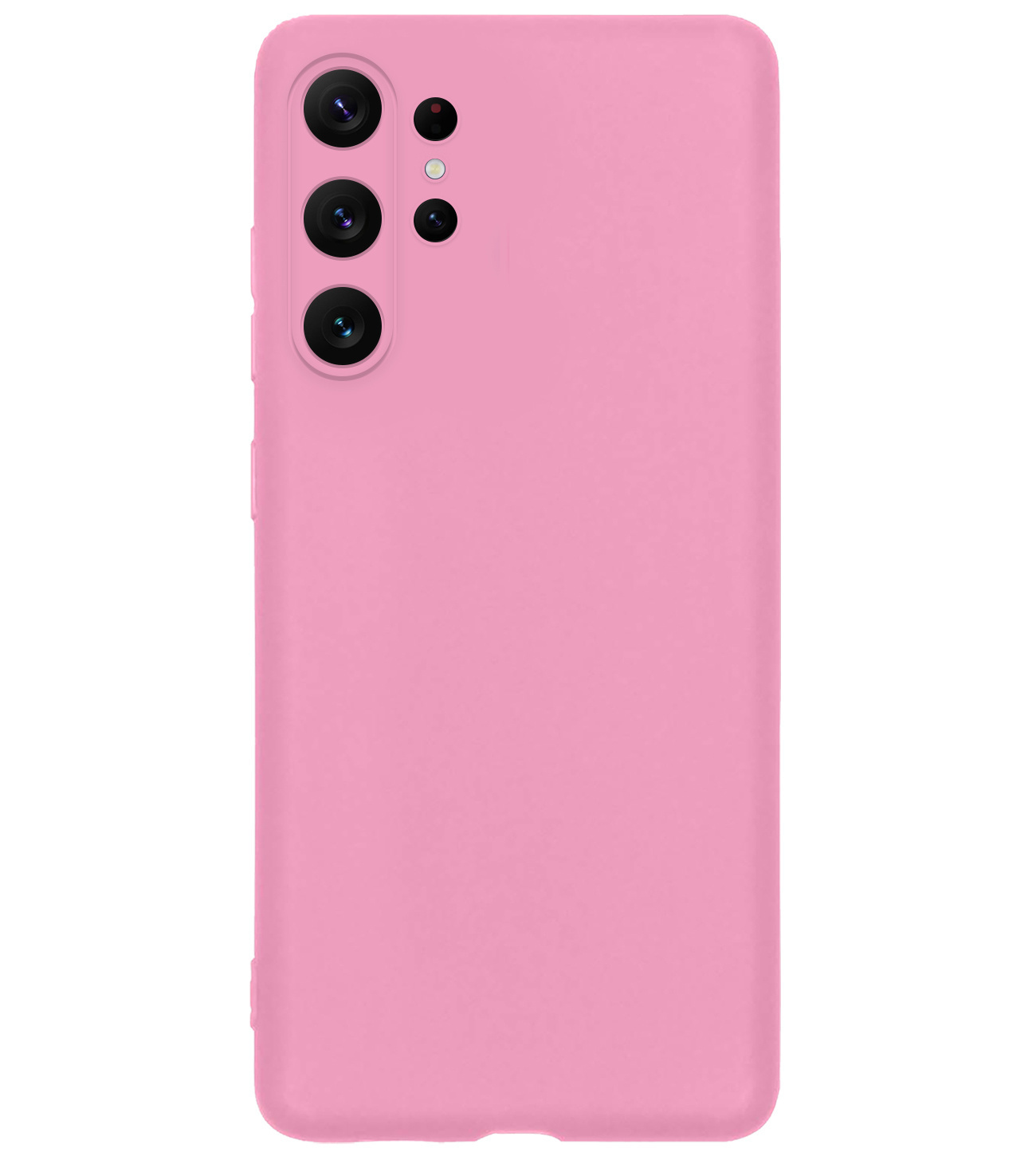 BASEY. Hoes Geschikt voor Samsung S23 Ultra Hoesje Siliconen Back Cover Case Met Screenprotector - Hoesje Geschikt voor Samsung Galaxy S23 Ultra Hoes Cover Hoesje - Lichtroze
