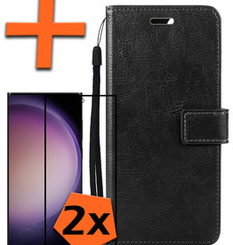 Nomfy Nomfy Samsung Galaxy S23 Ultra Hoesje Bookcase Zwart Met 2x Screenprotector