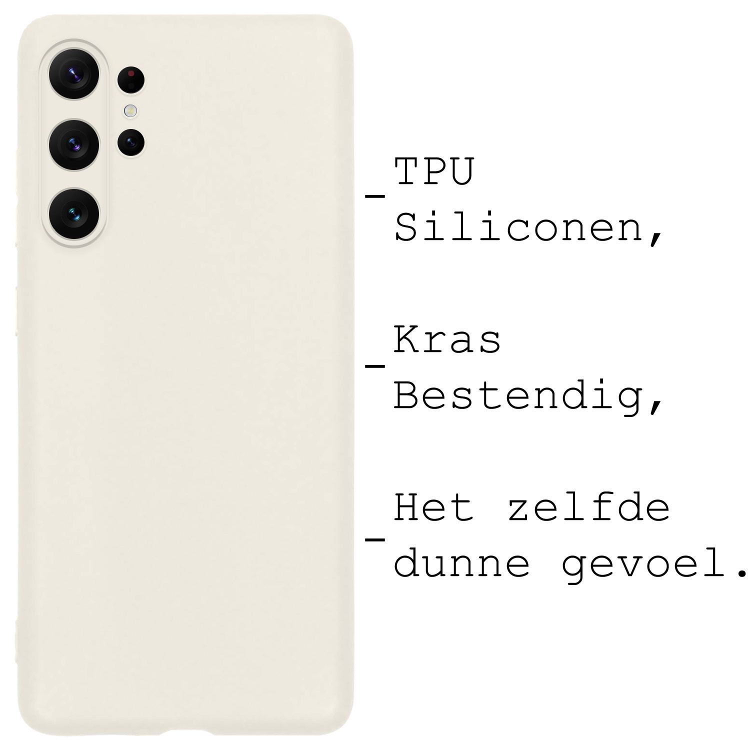 BASEY. Hoes Geschikt voor Samsung S23 Ultra Hoesje Siliconen Back Cover Case Met Screenprotector - Hoesje Geschikt voor Samsung Galaxy S23 Ultra Hoes Cover Hoesje - Wit