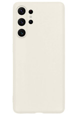 BASEY. Hoes Geschikt voor Samsung S23 Ultra Hoesje Siliconen Back Cover Case Met Screenprotector - Hoesje Geschikt voor Samsung Galaxy S23 Ultra Hoes Cover Hoesje - Wit