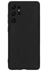 BASEY. Hoes Geschikt voor Samsung S23 Ultra Hoesje Siliconen Back Cover Case Met Screenprotector - Hoesje Geschikt voor Samsung Galaxy S23 Ultra Hoes Cover Hoesje - Zwart