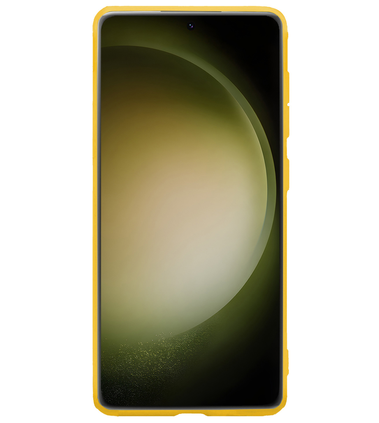 BASEY. Hoes Geschikt voor Samsung S23 Ultra Hoesje Siliconen Back Cover Case Met 2x Screenprotector - Hoesje Geschikt voor Samsung Galaxy S23 Ultra Hoes Cover Hoesje - Geel