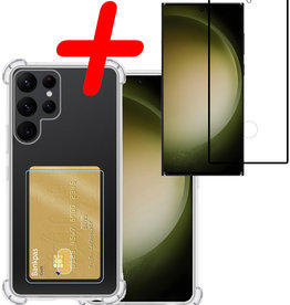 BASEY. BASEY. Samsung Galaxy S23 Ultra Hoesje Shockproof Pashouder Met Screenprotector