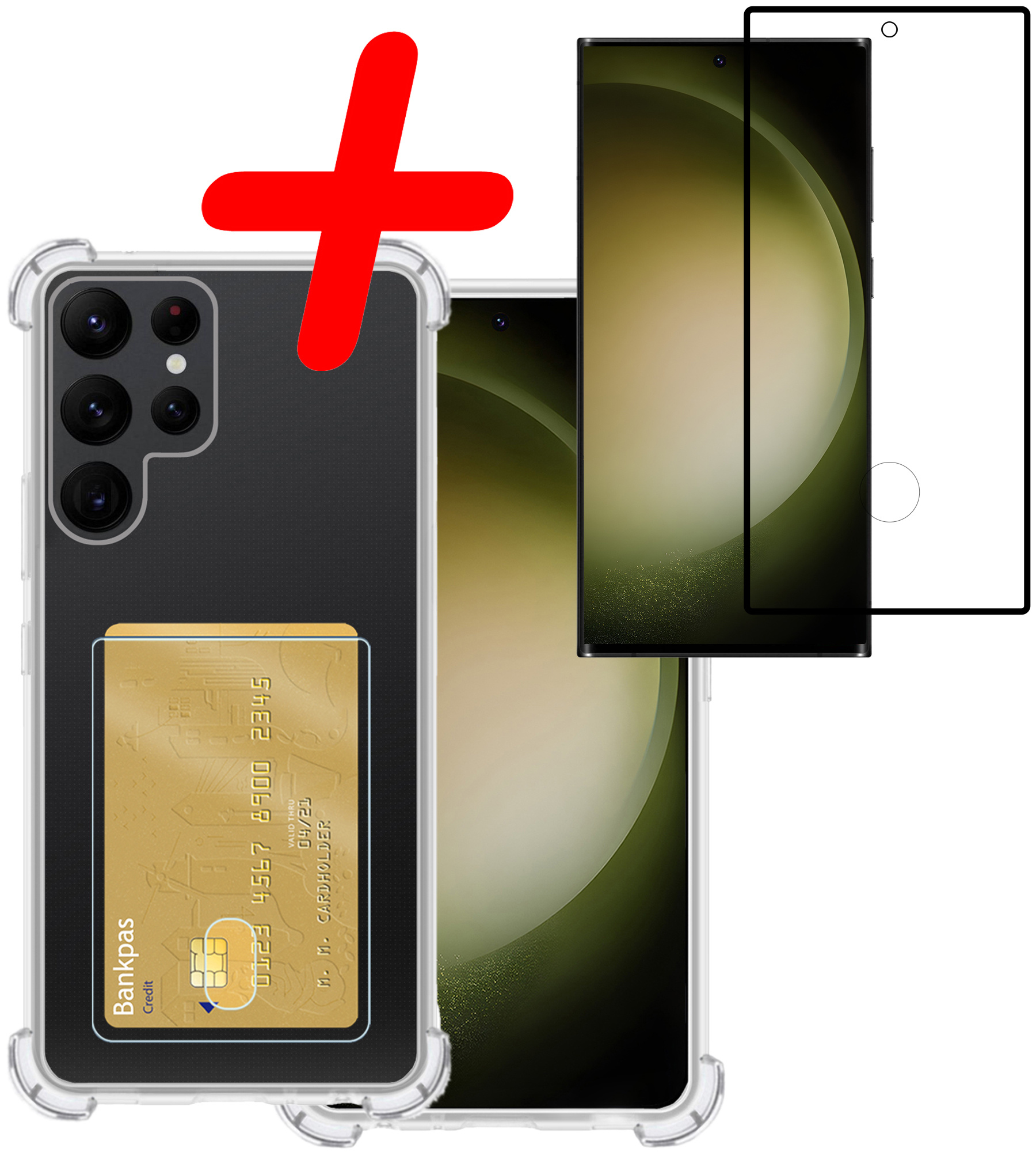 BASEY. Hoes Geschikt voor Samsung S23 Ultra Hoesje Shock Proof Case Hoes Met Screenprotector - Hoesje Geschikt voor Samsung Galaxy S23 Ultra Hoes Cover Shockproof - Transparant