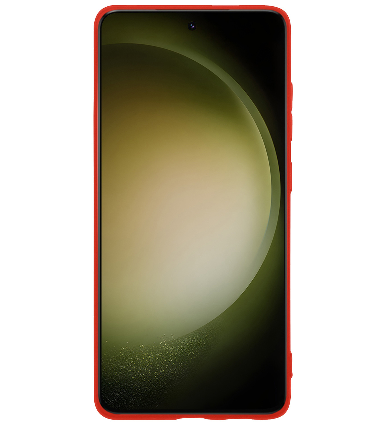 BASEY. Hoes Geschikt voor Samsung S23 Ultra Hoesje Siliconen Back Cover Case Met 2x Screenprotector - Hoesje Geschikt voor Samsung Galaxy S23 Ultra Hoes Cover Hoesje - Rood