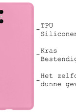 BASEY. Hoes Geschikt voor Samsung S23 Ultra Hoesje Siliconen Back Cover Case Met 2x Screenprotector - Hoesje Geschikt voor Samsung Galaxy S23 Ultra Hoes Cover Hoesje - Lichtroze