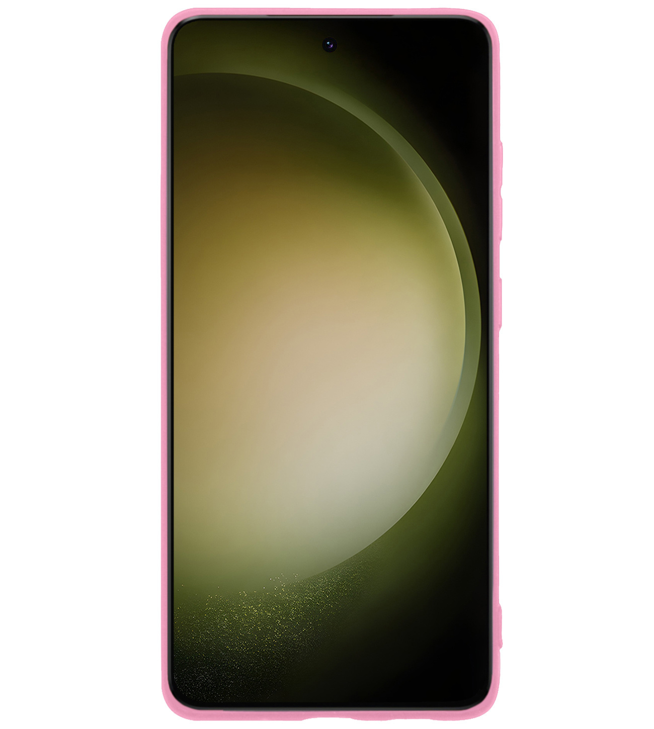 BASEY. Hoes Geschikt voor Samsung S23 Ultra Hoesje Siliconen Back Cover Case Met 2x Screenprotector - Hoesje Geschikt voor Samsung Galaxy S23 Ultra Hoes Cover Hoesje - Lichtroze