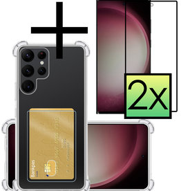NoXx Samsung Galaxy S23 Ultra Hoesje Shockproof Pashouder Met 2x Screenprotector
