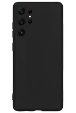 BASEY. Hoes Geschikt voor Samsung S23 Ultra Hoesje Siliconen Back Cover Case Met 2x Screenprotector - Hoesje Geschikt voor Samsung Galaxy S23 Ultra Hoes Cover Hoesje - Zwart