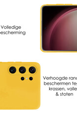 NoXx Hoes Geschikt voor Samsung S23 Ultra Hoesje Cover Siliconen Back Case Hoes Met Screenprotector - Geel