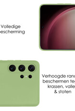 NoXx Hoes Geschikt voor Samsung S23 Ultra Hoesje Cover Siliconen Back Case Hoes Met Screenprotector - Groen