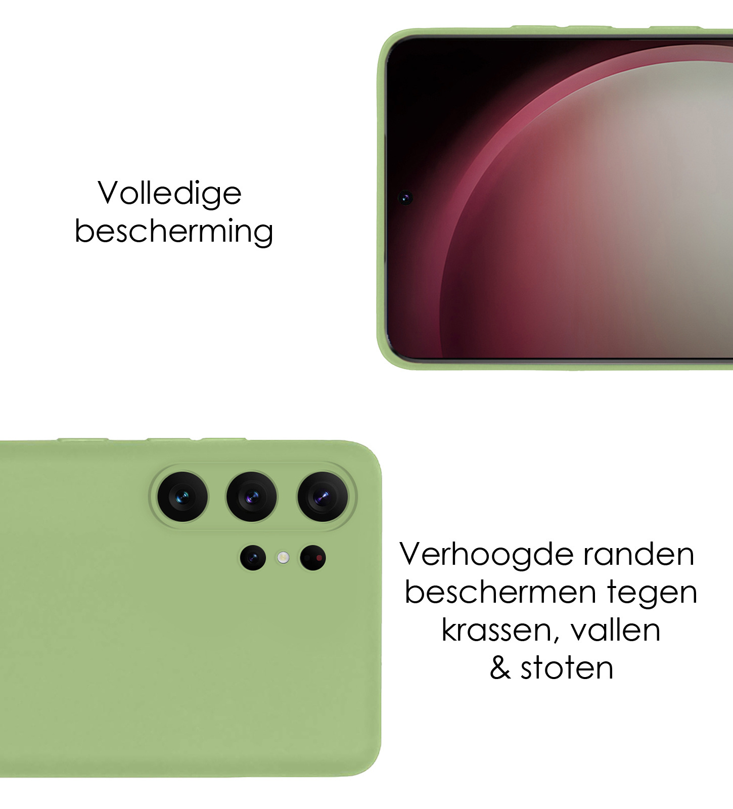 NoXx Hoes Geschikt voor Samsung S23 Ultra Hoesje Cover Siliconen Back Case Hoes Met Screenprotector - Groen