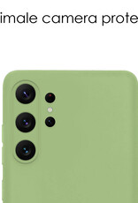 NoXx Hoes Geschikt voor Samsung S23 Ultra Hoesje Cover Siliconen Back Case Hoes Met Screenprotector - Groen