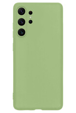 NoXx Hoes Geschikt voor Samsung S23 Ultra Hoesje Cover Siliconen Back Case Hoes Met Screenprotector - Groen