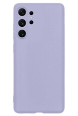 NoXx Hoes Geschikt voor Samsung S23 Ultra Hoesje Cover Siliconen Back Case Hoes Met Screenprotector - Lila