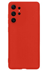 NoXx Hoes Geschikt voor Samsung S23 Ultra Hoesje Cover Siliconen Back Case Hoes Met Screenprotector - Rood
