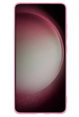 NoXx Hoes Geschikt voor Samsung S23 Ultra Hoesje Cover Siliconen Back Case Hoes Met Screenprotector - Lichtroze