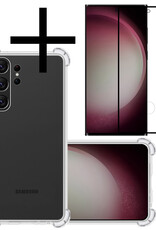 NoXx Hoes Geschikt voor Samsung S23 Ultra Hoesje Siliconen Cover Shock Proof Back Case Shockproof Hoes Met Screenprotector - Transparant