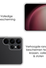 NoXx Hoes Geschikt voor Samsung S23 Ultra Hoesje Cover Siliconen Back Case Hoes Met Screenprotector - Transparant