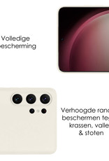 NoXx Hoes Geschikt voor Samsung S23 Ultra Hoesje Cover Siliconen Back Case Hoes Met Screenprotector - Wit