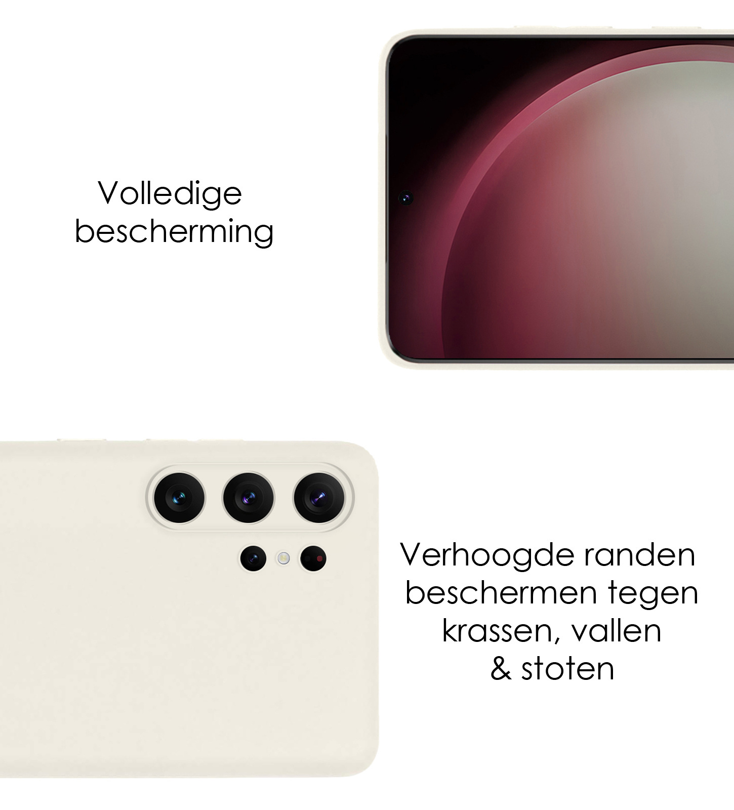 NoXx Hoes Geschikt voor Samsung S23 Ultra Hoesje Cover Siliconen Back Case Hoes Met Screenprotector - Wit