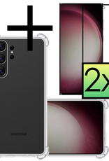 NoXx Hoes Geschikt voor Samsung S23 Ultra Hoesje Siliconen Cover Shock Proof Back Case Shockproof Hoes Met 2x Screenprotector - Transparant