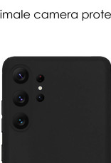 NoXx Hoes Geschikt voor Samsung S23 Ultra Hoesje Cover Siliconen Back Case Hoes Met Screenprotector - Zwart