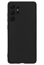 NoXx Hoes Geschikt voor Samsung S23 Ultra Hoesje Cover Siliconen Back Case Hoes Met Screenprotector - Zwart