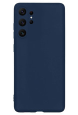 NoXx Hoes Geschikt voor Samsung S23 Ultra Hoesje Cover Siliconen Back Case Hoes Met 2x Screenprotector - Donkerblauw