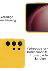 NoXx Hoes Geschikt voor Samsung S23 Ultra Hoesje Cover Siliconen Back Case Hoes Met 2x Screenprotector - Geel