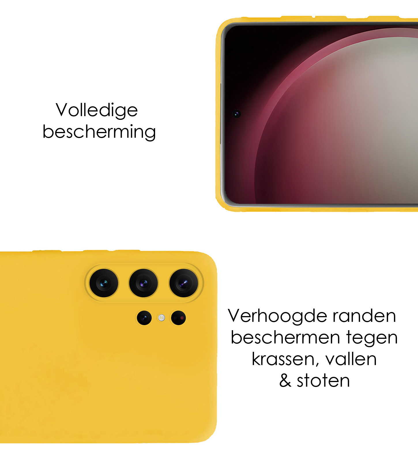 NoXx Hoes Geschikt voor Samsung S23 Ultra Hoesje Cover Siliconen Back Case Hoes Met 2x Screenprotector - Geel