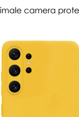 NoXx Hoes Geschikt voor Samsung S23 Ultra Hoesje Cover Siliconen Back Case Hoes Met 2x Screenprotector - Geel