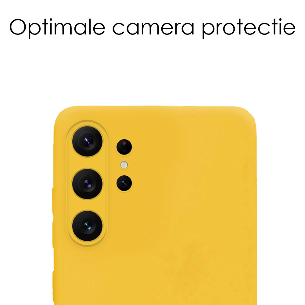 NoXx Hoes Geschikt voor Samsung S23 Ultra Hoesje Cover Siliconen Back Case Hoes Met 2x Screenprotector - Geel