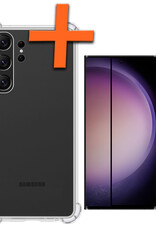 Nomfy Hoesje Geschikt voor Samsung S23 Ultra Hoesje Shock Proof Cover Case Shockproof Met Screenprotector - Hoes Geschikt voor Samsung Galaxy S23 Ultra Hoes Siliconen Back Case - Transparant