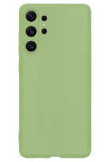NoXx Hoes Geschikt voor Samsung S23 Ultra Hoesje Cover Siliconen Back Case Hoes Met 2x Screenprotector - Groen