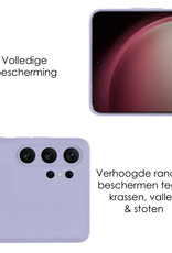 NoXx Hoes Geschikt voor Samsung S23 Ultra Hoesje Cover Siliconen Back Case Hoes Met 2x Screenprotector - Lila
