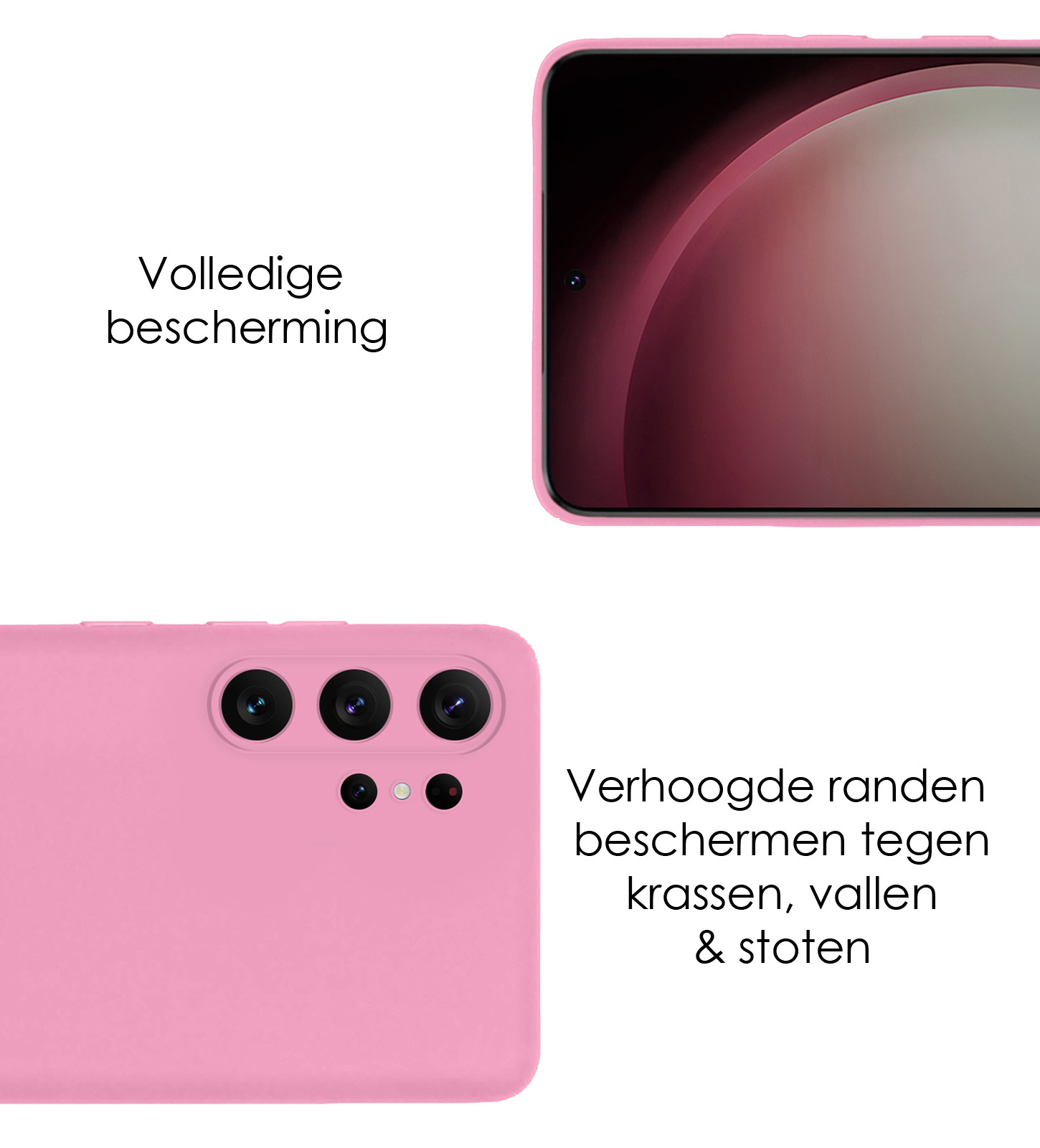 NoXx Hoes Geschikt voor Samsung S23 Ultra Hoesje Cover Siliconen Back Case Hoes Met 2x Screenprotector - Lichtroze