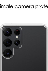 NoXx Hoes Geschikt voor Samsung S23 Ultra Hoesje Cover Siliconen Back Case Hoes Met 2x Screenprotector - Transparant