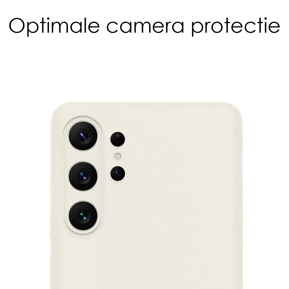NoXx Hoes Geschikt voor Samsung S23 Ultra Hoesje Cover Siliconen Back Case Hoes Met 2x Screenprotector - Wit